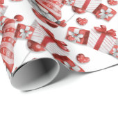 Cute Red Kerstmis Gnome Wrapped Cadeaus Holiday Cadeaupapier (Rol Hoek)