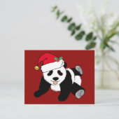 Cute Red Kerstmis Panda-Beer in Santa Hat Feestdagenkaart (Staand voorkant)