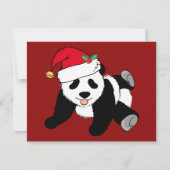 Cute Red Kerstmis Panda-Beer in Santa Hat Feestdagenkaart (Voorkant)