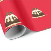 Cute Red Kerstmis Pudding Cadeaupapier (Rol Hoek)