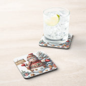 Cute Red Kerstmis Snowman Bier Onderzetter (Rechterzijde)
