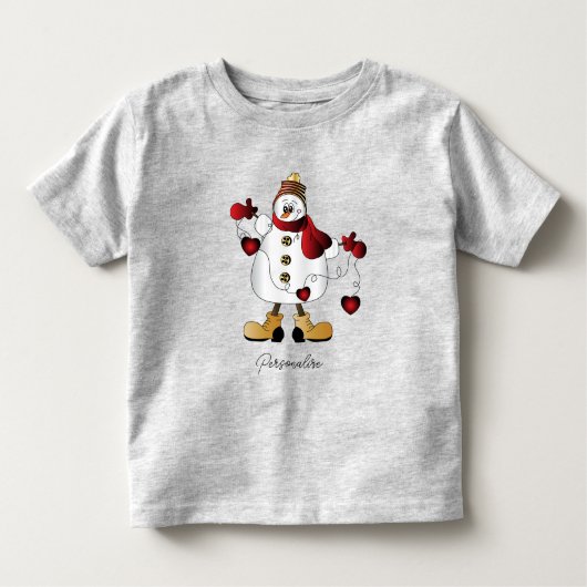 Cute Red Kerstmis Snowman Kinder Shirts (Voorkant)