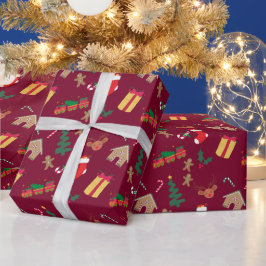 Cute Red Kerstmis Thema Patroon Cadeaupapier