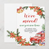 Cute Red Kerstmis Truck Poinsettia Moving Aankondiging (Voorkant / Achterkant)