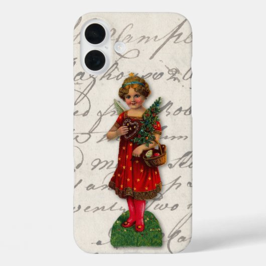 Cute Red Kerstmis Victoriaans Angel Case-Mate iPhone Case (Achterkant)