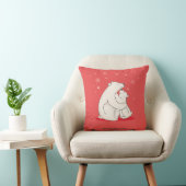 Cute Red Kerstpoar-Beren Kussen (Stoel)