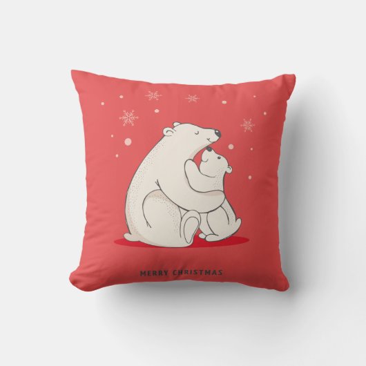 Cute Red Kerstpoar-Beren Kussen (Voorkant)
