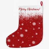 Cute Red Kerststars Snowflakes Patroon Grote Kerstsok (Achterkant)