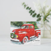 Cute Red-kersttruck met hond Feestdagenkaart (Staand voorkant)