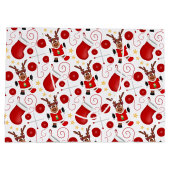 Cute Red Kids Christmas Reindeer Groot Cadeauzakje (Achterkant)