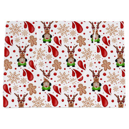 Cute Red Kids Christmas Reindeer Groot Cadeauzakje