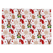 Cute Red Kids Christmas Reindeer Groot Cadeauzakje (Achterkant)