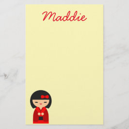 Cute Red Kokeshi Japanse poppen Briefpapier