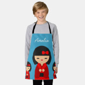 Cute Red Kokeshi Japanse poppen Schort (Gedragen)