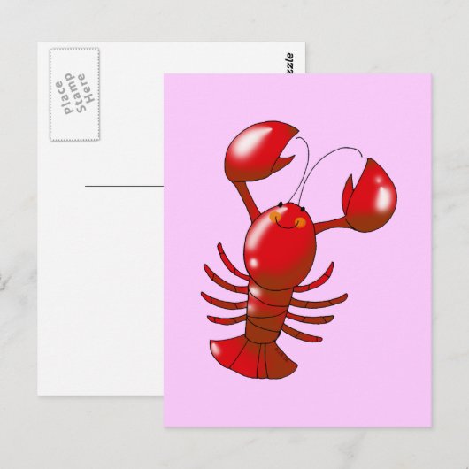 Cute red kreeft briefkaart (Voorkant / Achterkant)