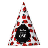 Cute Red Ladybug 1st Birthday Party Feesthoedjes (Voorkant)
