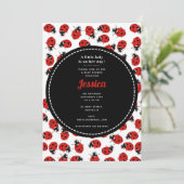 Cute Red Ladybug Baby shower Girl Kaart (Staand voorkant)