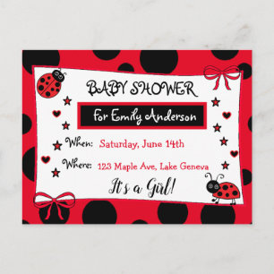 Cute Red Ladybug Baby shower Invitation Briefkaart