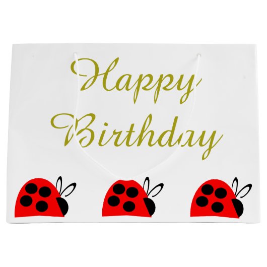 Cute Red Ladybug Birthday Groot Cadeauzakje (Voorkant)