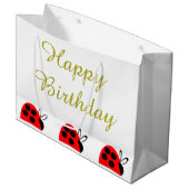 Cute Red Ladybug Birthday Groot Cadeauzakje (Voorkant Gekanteld)
