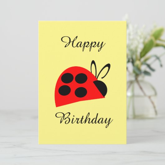 Cute Red Ladybug Birthday Kaart (Staand voorkant)