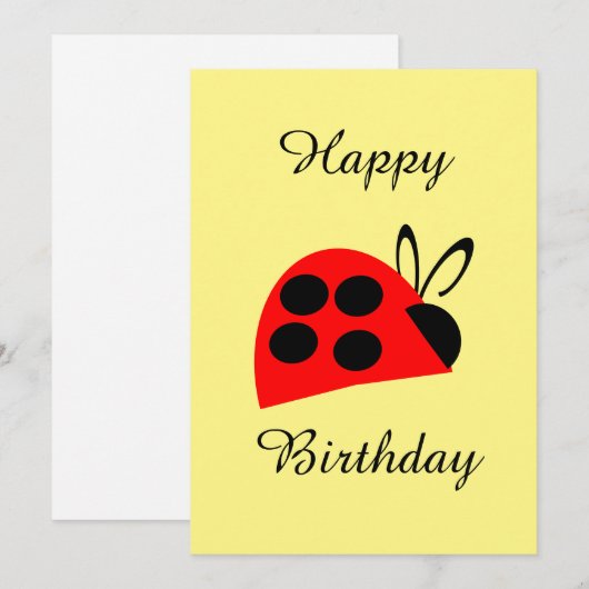 Cute Red Ladybug Birthday Kaart (Voorkant / Achterkant)
