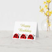 Cute Red Ladybug Birthday Kaart (Gele Bloem)