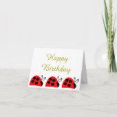 Cute Red Ladybug Birthday Kaart (Voorkant)