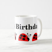Cute Red Ladybug Birthday Koffiemok (Voorkant rechts)