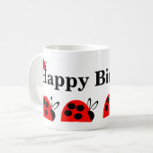 Cute Red Ladybug Birthday Koffiemok (Voorkant links)
