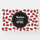 Cute Red Ladybug Birthday Party Spandoek (Horizontaal)