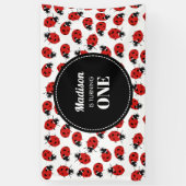 Cute Red Ladybug Birthday Party Spandoek (Verticaal)