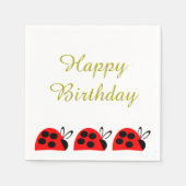 Cute Red Ladybug Birthday Servet (Voorkant)