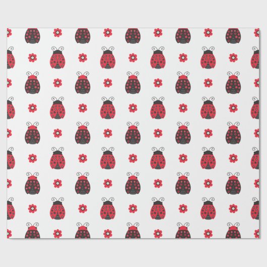 Cute Red Ladybug Cadeaupapier (Vlak)