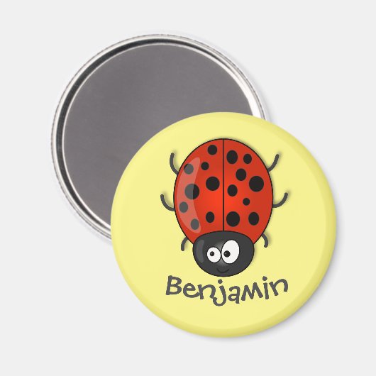 Cute red ladybug cartoon illustration magneet (Voorkant / Achterkant)