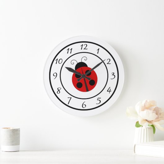 Cute Red Ladybug Clock Grote Klok (Huis)