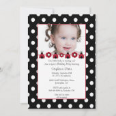 Cute red ladybug fotoverjaarfeest uitnodiging (Voorkant)