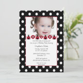 Cute red ladybug fotoverjaarfeest uitnodiging (Staand voorkant)