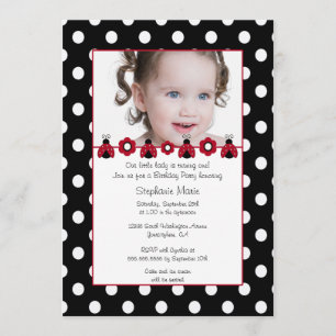 Cute red ladybug fotoverjaarfeest uitnodiging