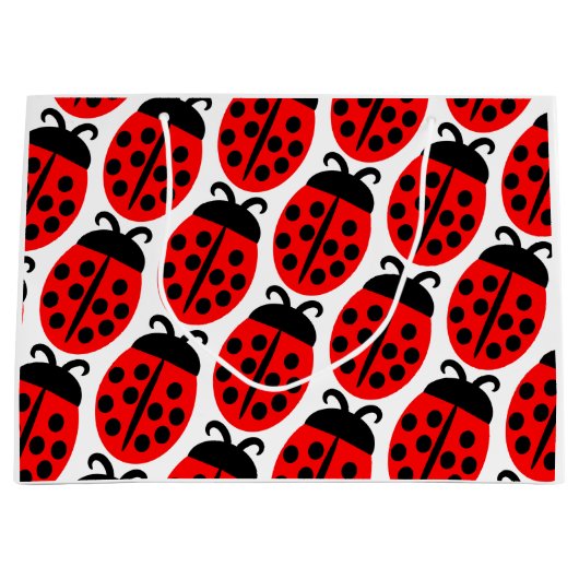 Cute Red Ladybug Groot Cadeauzakje (Voorkant)
