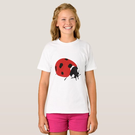 Cute Red Ladybug Illustratie T-shirt (Voorkant volledig)