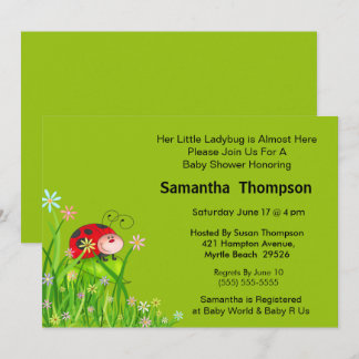 Cute Red Ladybug in Garden Graphic Kaart