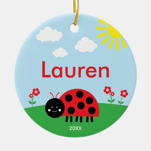 Cute Red Ladybug Keramisch Ornament (Voorkant)