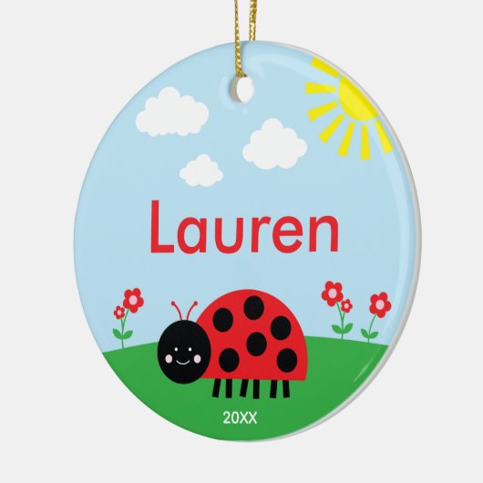 Cute Red Ladybug Keramisch Ornament (Links)