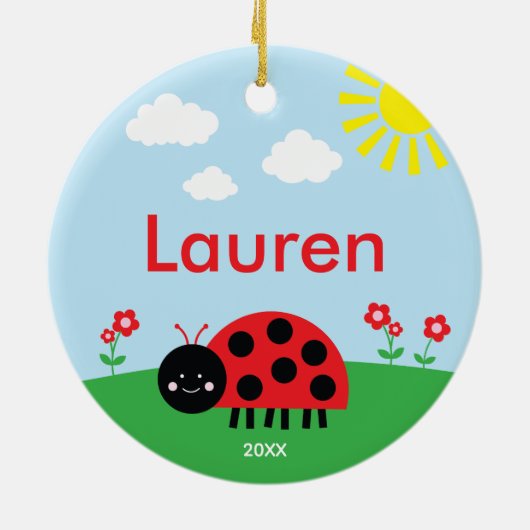 Cute Red Ladybug Keramisch Ornament (Achterkant)