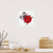 Cute red ladybug kinder nursery poster (Keuken)