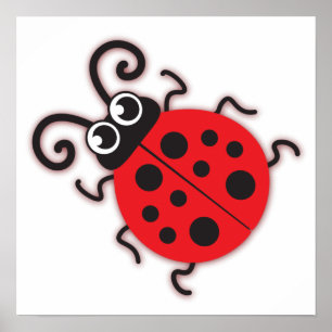 Cute red ladybug kinder nursery poster