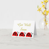 Cute Red Ladybug krijg snel weer goed Kaart (Gele Bloem)
