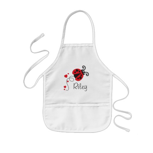 Cute red ladybug ladybird love fly kinder apron schort (Voorkant)