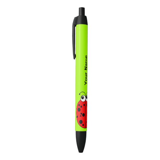 Cute Red Ladybug op Groen gepersonaliseerd Zwarte Inkt Pen (Top (Verticaal))